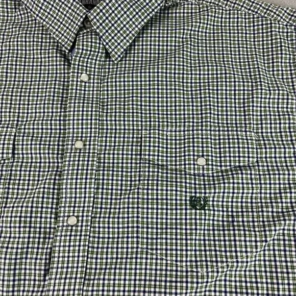 Panhandle Slim Western‎ Shirt Mens Large Green Plaid Pearl Snap Cowboy Flip Cuff - Picture 3 of 8